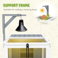 PawHut Wooden Tortoise Enclosure, Tortoise House w/ Lamp Holder, for Outdoor, Indoor, Light Grey(m-5)