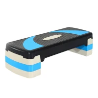HOMCOM Step de Aeróbic Step para Fitness Antideslizante con Altura Regulable 3 Niveles de 10/15/20 cm Tabla Plataforma Stepper para Ejercicio en Casa Gimnasia Carga 150 kg 80x31x20 cm Azul y Negro(m-10)