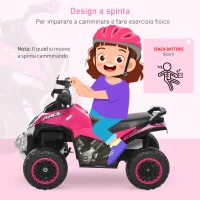 HOMCOM Mini Quad per Bambini 18-36 Mesi a Spinta Manuale con Musiche Integrate e Ampio Manubrio, Moto per Bambini in PP e Metallo, 67.5x38x44 cm, Rosa(m-5)