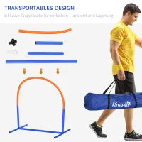 PawHut Agility-Set für Hunde, Hundetraining, 4 Bögen, für Einsteiger, mit Tragetasche, blau+orange, 88 x 64 x 95cm(m-4)