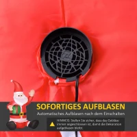 HOMCOM Weihnachtsmann Weihnachtsdekoration,1,2 m, selbstaufblasend, LEDs, inkl. Gebläse, Rot +Weiß(m-6)