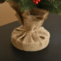 HOMCOM Mini-Weihnachtsbaum Weihnachtsdekoration, inkl. Schmuck, rote Beeren, 50 cm hoch, inkl. Zementsockel, Grün + Mehrfarbig(m-9)