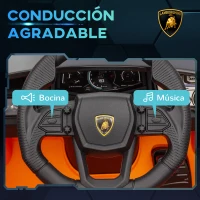 AIYAPLAY Coche Eléctrico para Niños de +3 Años Lamborghini Revuelto con Mando a Distancia Faros LED Bocina Música Naranja(m-7)