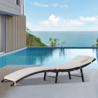 Bain de soleil pliable résine tressée matelas et tétière inclus(m-2)