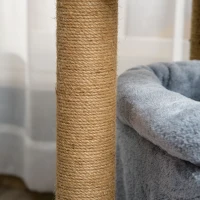 PawHut Cat Tree Tower for Indoor Cats, Cat Scratching Post with Bed, Cat House, Scratching Pad, Perch, Interactive Ball Toy 48 x 48 x 84cm, Grey(m-8)