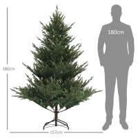 HOMCOM Künstliche norwegische Fichte, Weihnachtsbaum mit 1046 Spitzen, Metallsockel, Grün(m-3)