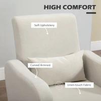 HOMCOM Accent Chair, Linen-Touch Armchair, Upholstered Leisure Lounge Sofa for Living Room, Club Chair with Wooden Frame, Cream(m-4)