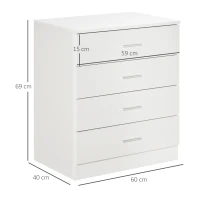 HOMCOM Chest of Drawers, 4 Drawers Storage Cabinet with Metal Rails, Anti-Tip for Playroom, Nursery Room, Hallway, etc(m-3)