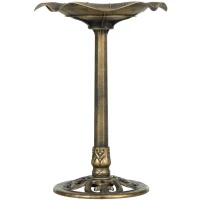 Outsunny 71cm Bird Bath for Garden, Standing Pedestal Birdbath with Lotus Leaf Basin, Vintage Decorative Bird Bath Bowl for Outdoor, Bronze Tone(m-12)
