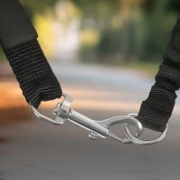 PawHut Hundeleine fürs Fahrrad, elastisches Seil, Stahlrohr, 124 cm, Schwarz(m-9)