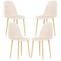 HOMCOM Modern Dining Chairs Set of 4, Kitchen Chairs with Backrest and Steel Legs for Dining Room, Living Room, Khaki(m-11)