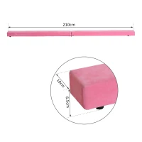 HOMCOM Trave da Ginnastica Equilibrio Allenamento Pieghevole Casa Legno 210 × 10 × 6.5cm Rosa(m-3)