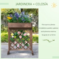 Outsunny Jardinera con Enrejado de Madera Maciza Soporte para Flores Plantas Trepaderas Balcón Patio Jardín al Aire Libre 68x30x85,5 cm Marrón(m-5)