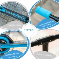 HOMCOM Monopattino per Bambini 3-8 Anni, Pieghevole con Altezza Regolabile, in Alluminio, Blu(m-7)