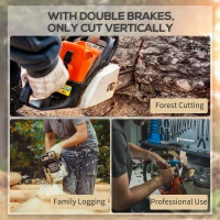 DURHAND 2000W Powerful Electric Chainsaw, 16" Aluminium Blade Portable Corded Chain Saw, 7250rpm Chain Saw for Garden Tree Pruning, 13m/s Chain Speed Auto Chain Lubrication to Cut Wood, Orange(m-7)