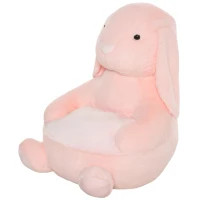 HOMCOM Kids Sofa Chair Children Plush Armchair Stuffed Cute Rabbit Toy Support Seat Learning Baby Nest Sleeping Cushion Bed Soft Snuggle Furniture Feeding Relaxing 60 x 50 x 59cm Pink(m-10)