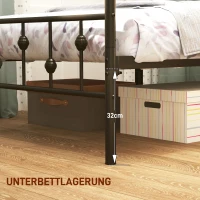 HOMCOM Einzelbettgestell aus Metall, Leichte Montage, mit geräuschreduzierenden Gummikits, Schwarz(m-5)
