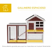 PawHut Conejera de Madera de 2 Niveles Jaula para Conejos con Zona Abierta Techo Asfáltico Bandeja Extraíble y Rampa Conejera para Exterior 122x62,6x92 cm Marrón(m-4)