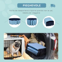 PawHut Piscina Vasca da Bagno Portatile Pieghevole per Cani Animali Domestici in PVC Azzurro Φ160 x 30cm(m-5)