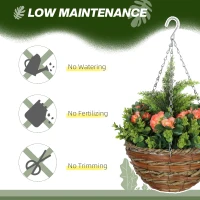 Outsunny Set of Two Hanging Lisianthus Flower Pots - Orange/Green(m-6)