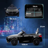 AIYAPLAY 12V BMW Licensed Kids Car, with Easy Transport, Remote Control, Suspension, Music, Horn, LED Lights, Black(m-3)