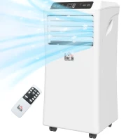 HOMCOM 10000 BTU Air Conditioning Unit, 3-in-1 Portable Air Conditioner, Dehumidifier, Cooling Fan with Remote Control, Digital Display, 2 Speeds, 24H Timer, Window Venting Kit, 18m²(m-12)