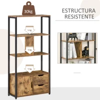 HOMCOM Estantería de Estilo Industrial con Armario y 2 Cajones para Libros y Almacenaje 58x24x122 cm Marrón Rústico(m-5)
