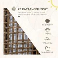 Outsunny Außenleuchte, Gartenlampe, Solarbetrieb, 8h Leuchtdauer, Einschaltautomatik, Rattanoptik, 15,5 x 15,5 x 46 cm(m-4)