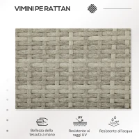 Outsunny Divanetto per Esterni 2 Posti con Tavolino da Caffè, in Acciaio e Rattan PE, 137x59x82 cm, Grigio e Crema(m-5)