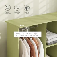 HOMCOM Open Wardrobe Double Mobile Storage Shelves Organizer W/6 Wheels-Green(m-4)