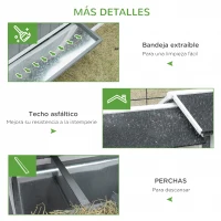 PawHut Gallinero de Madera Exterior Jaula para 2-3 Gallinas con Corral de Alambre Nido Techo Asfáltico Bandeja Extraíble 2 Perchas y Rampa 209,5x96x123 cm Gris Azulado(m-7)