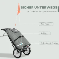 HOMCOM 3-in-1 Einkaufstrolley Einkaufswagen Fahrradanhänger Sackkarre, 53 x 43 x 110cm , Grau+Silber(m-7)