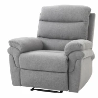 HOMCOM Fauteuil de Relaxation inclinable Manuel avec Repose-Pied Ajustable Tissu Polyester Aspect Lin Gris Clair chiné(m-10)