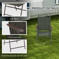 Outsunny Set of Two Folding Garden Chairs, with Fabric Mesh Seats - Dark Brown(m-6)