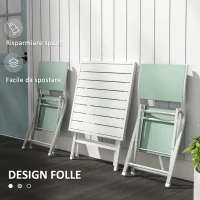 Outsunny Set da Giardino 3pz Pieghevoli in Alluminio con 2 Sedie 47x54x83 cm e Tavolo 70x70x72 cm, Verde(m-4)