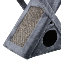 PawHut Arbre à chats pliable design grattoir sisal naturel niche hamac jeu boules suspendues gris(m-8)