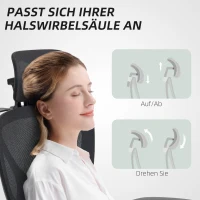 HOMCOM Bürostuhl, Ergonomischer Schreibtischstuhl, 135 Grad neigbar, verstellbar, Schwarz(m-6)