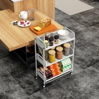 HOMCOM Mehrzweckwagen Rollwagen Allzweckwagen, 3 Regale,  52, 5  x 27 x 73,5 cm, Weiß(m-9)