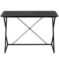 HOMCOM Scrivania per Camera e Ufficio Compatta e Salvaspazio, Scrivania Moderna in Metallo e MDF 100x60x75.5cm Nero(m-4)