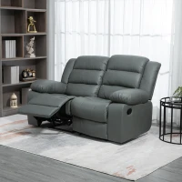 HOMCOM Divano 2 Posti Reclinabile e Imbottito con Schienale Diviso e Poggiapiedi, 168x98x102 cm, Grigio(m-8)