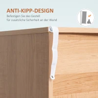 HOMCOM Kommode mit 3 Schubladen Sideboard Schubladenkommode Schrank Mehrzweckschrank Wohnzimmer Esszimmer Skandi-Design Weiß+Natur 80 x 39 x 80 cm(m-6)