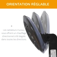 Outsunny chauffage extérieur radiant infrarouge électrique mural chauffage d'appoint sans CO₂ 3 modes 650/1300/2000 W certifié IP34 capacité 25 m² réflecteur acier inox. noir(m-6)