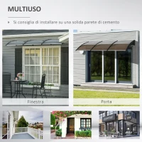 Outsunny Pensilina da Esterno per Finestre e Porte, in Policarbonato e Alluminio, 303x100x26cm - Marrone(m-6)