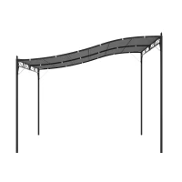 Outsunny 4 x 3 Meters Canopy Metal Wall Gazebo Awning Garden Marquee Shelter Door Porch - Grey(m-7)