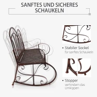 Outsunny Gartenbank Schaukelstuhl Parkbank Sitzbank Bank 2-Sitzer Metall (Modell3/ Bronze-Rot)(m-4)