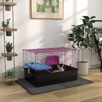 PawHut Chinchillas Small Rabbit Guinea Pig Small Animal Cage, Pet Playhouse, with Platform, Ramp, 71 x 46 x 47cm(m-2)