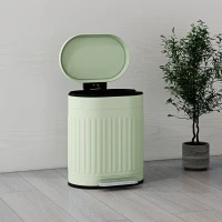 HOMCOM 20L Metal Kitchen Bin, with Soft-Close Lid - Light Green(m-8)