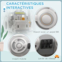 AIYAPLAY Portique enfant toboggan balançoire bus avec panier de basket-ball aire de jeux 4 en 1(m-5)