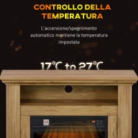 HOMCOM Caminetto Elettrico 1800W con Fiamma 3D, Timer e Telecomando, in Legno, Metallo e Vetro, 81.5x30x76.2 cm, Marrone(m-6)