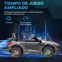 AIYAPLAY Coche Eléctrico para Niños de +3 Años Mercedes-Benz AMG GTR con Batería 12V Mando a Distancia Faros Bocina Música Plata(m-8)